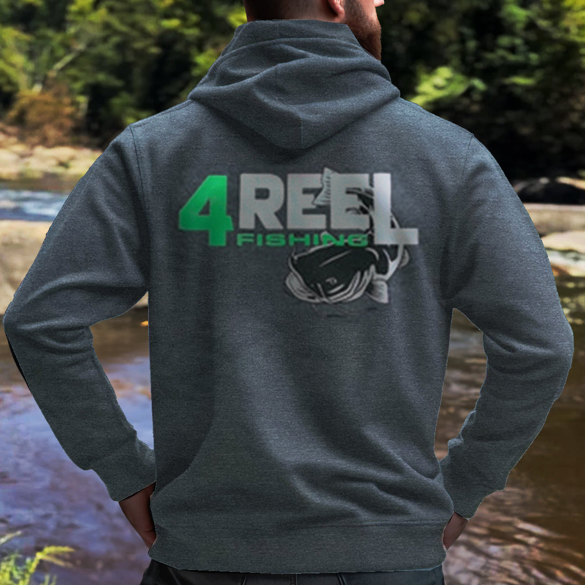 4REEL Fishing Dark Heather Grey Hoodie