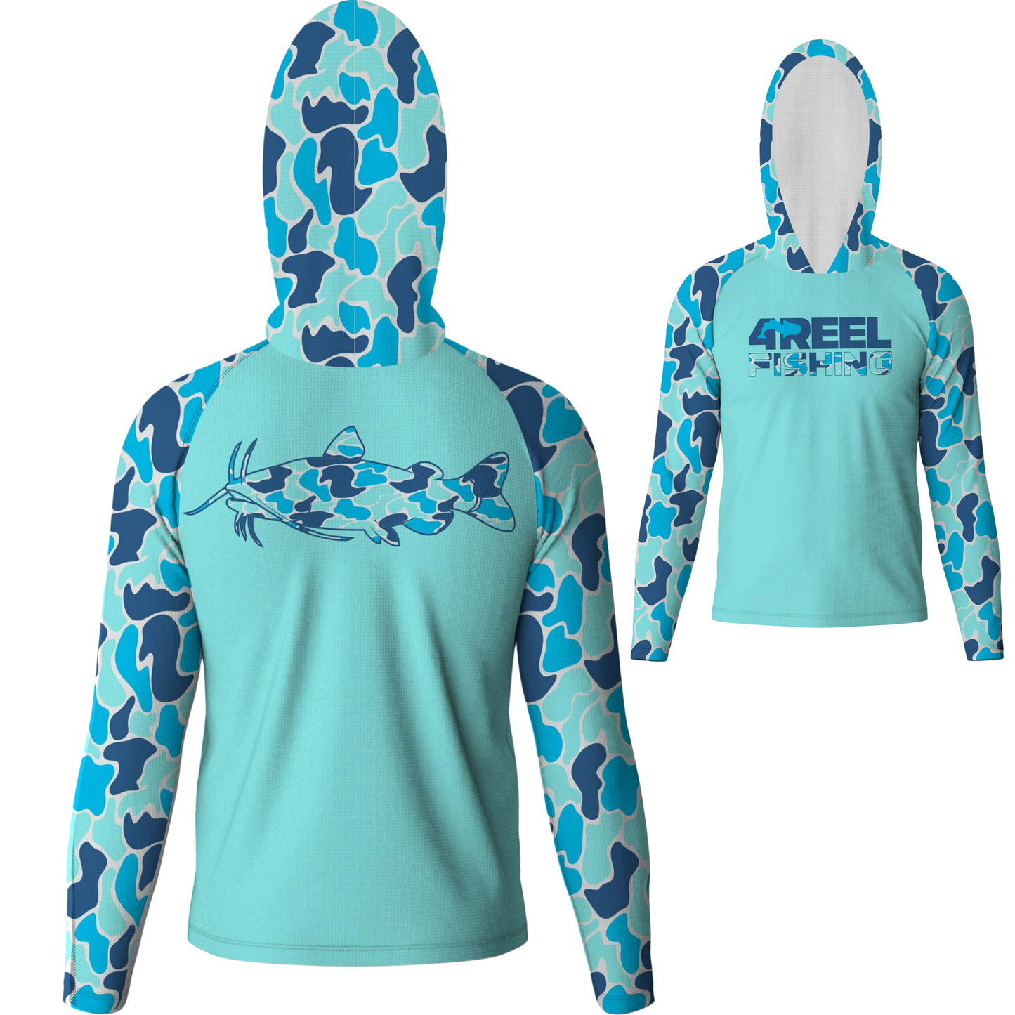 4REEL Coastal Cat Sun Hoodie - L. Blue/Blue Camo