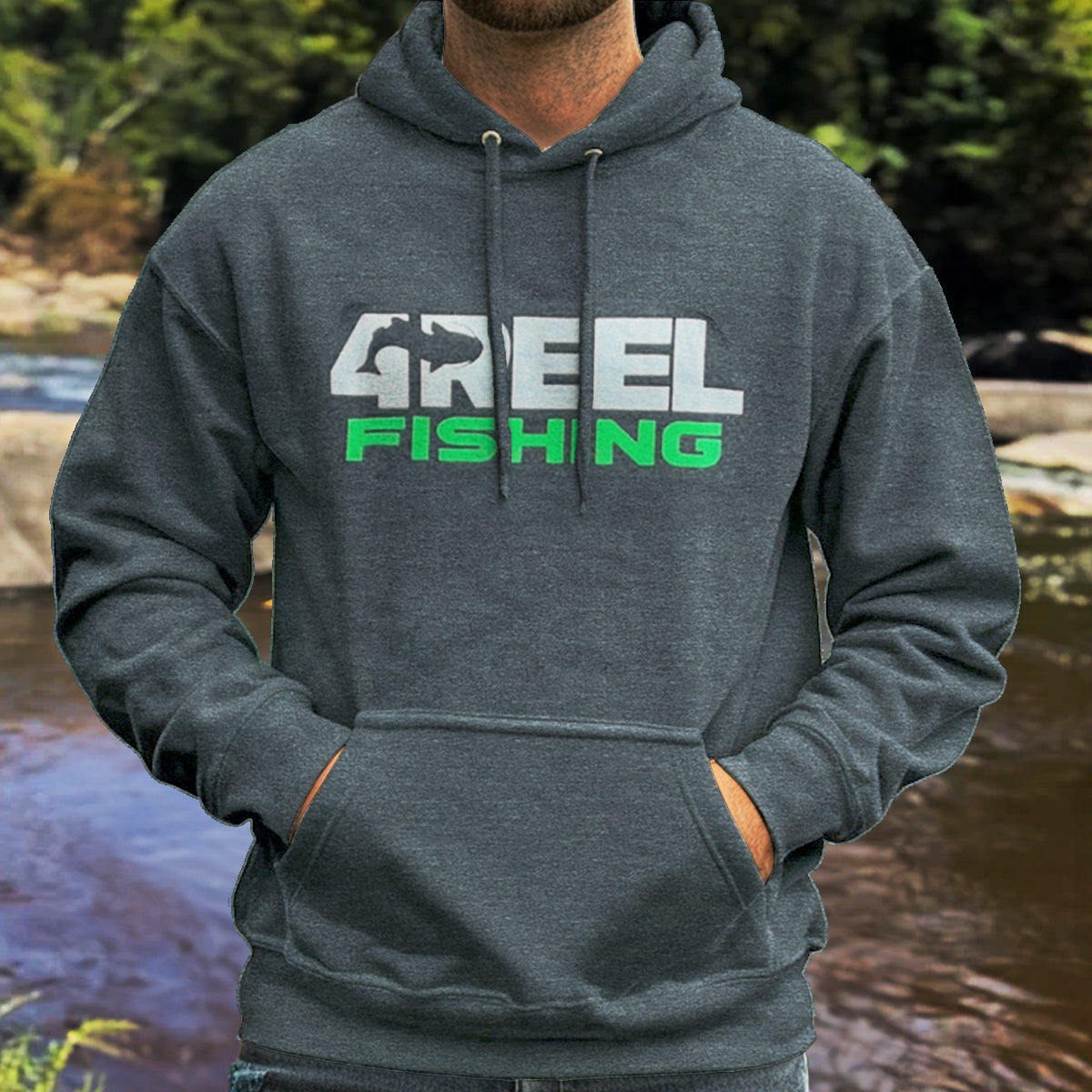 4REEL Fishing Dark Heather Grey Hoodie