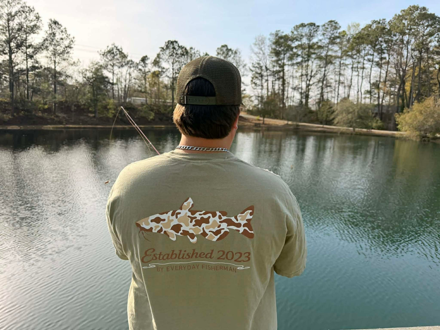 4REEL Catfish Camo Comfort Colors Tee – Brown