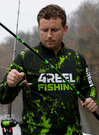 4REEL Quarter-Zip Jersey — Black/Hi-Vis Green