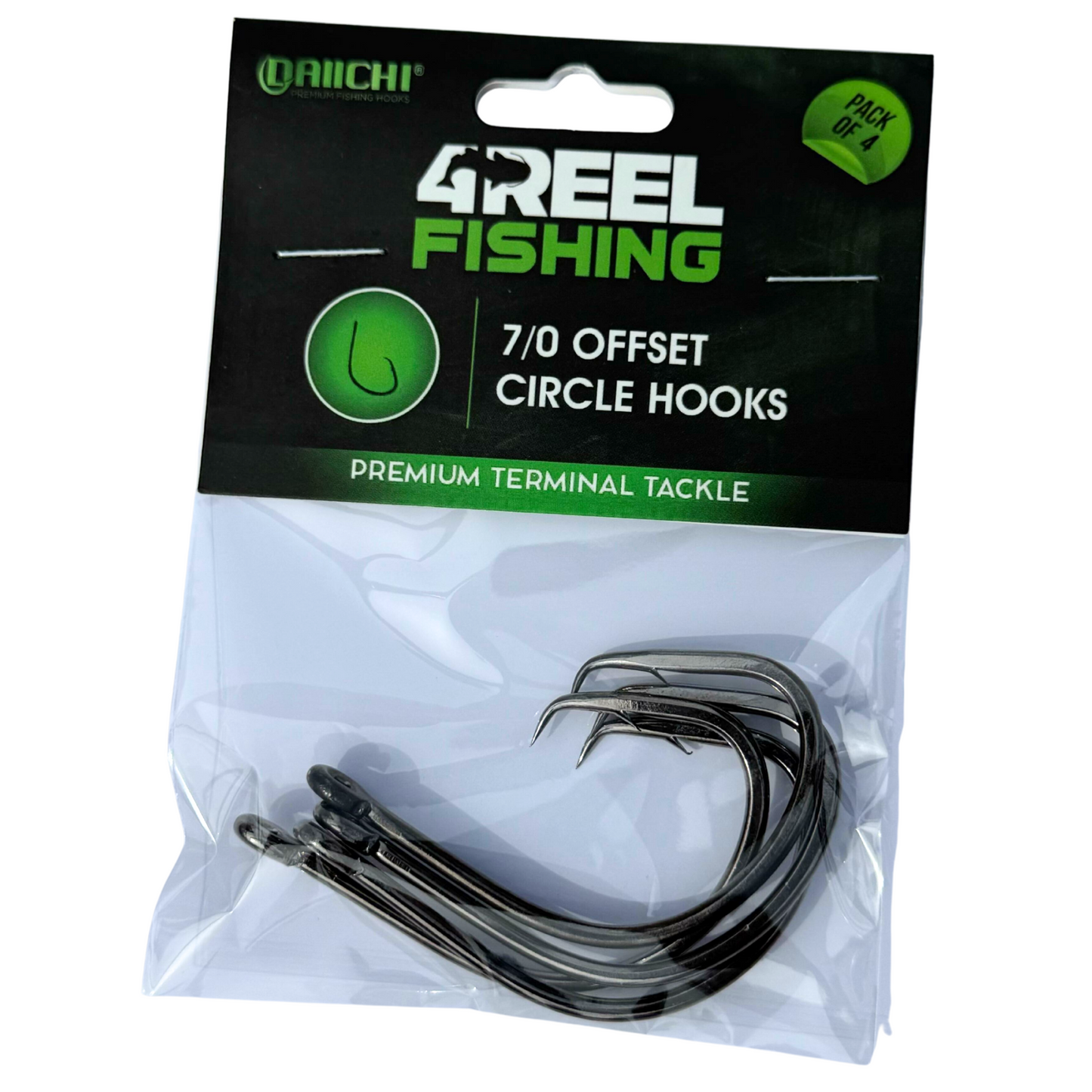 4REEL 7/0 Offset Circle Hooks - Pack of 4 (Daiichi Premium)