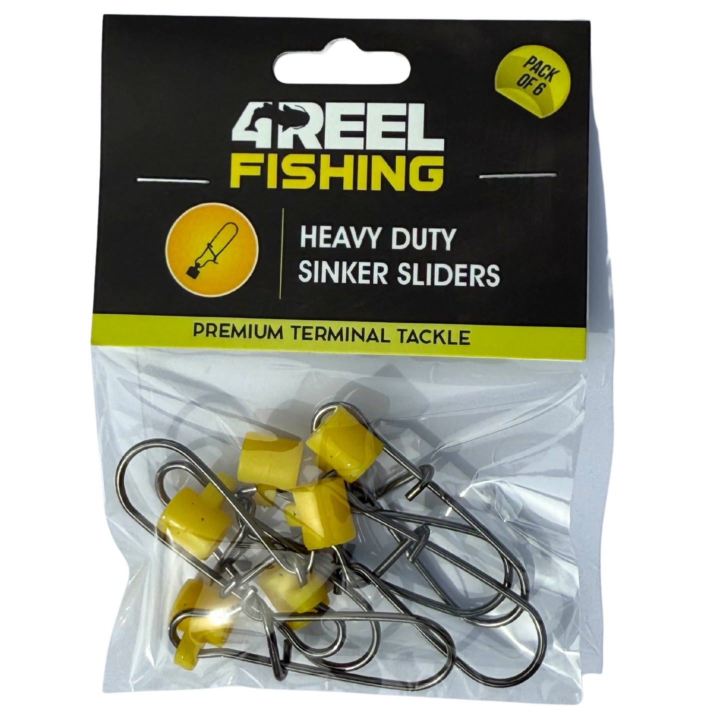 4REEL Heavy Duty Sinker Sliders - Yellow (6 Pack)