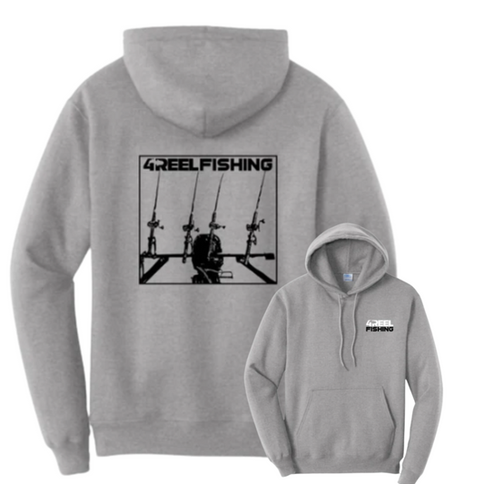 4REEL Fishing Sport Grey Hoodie