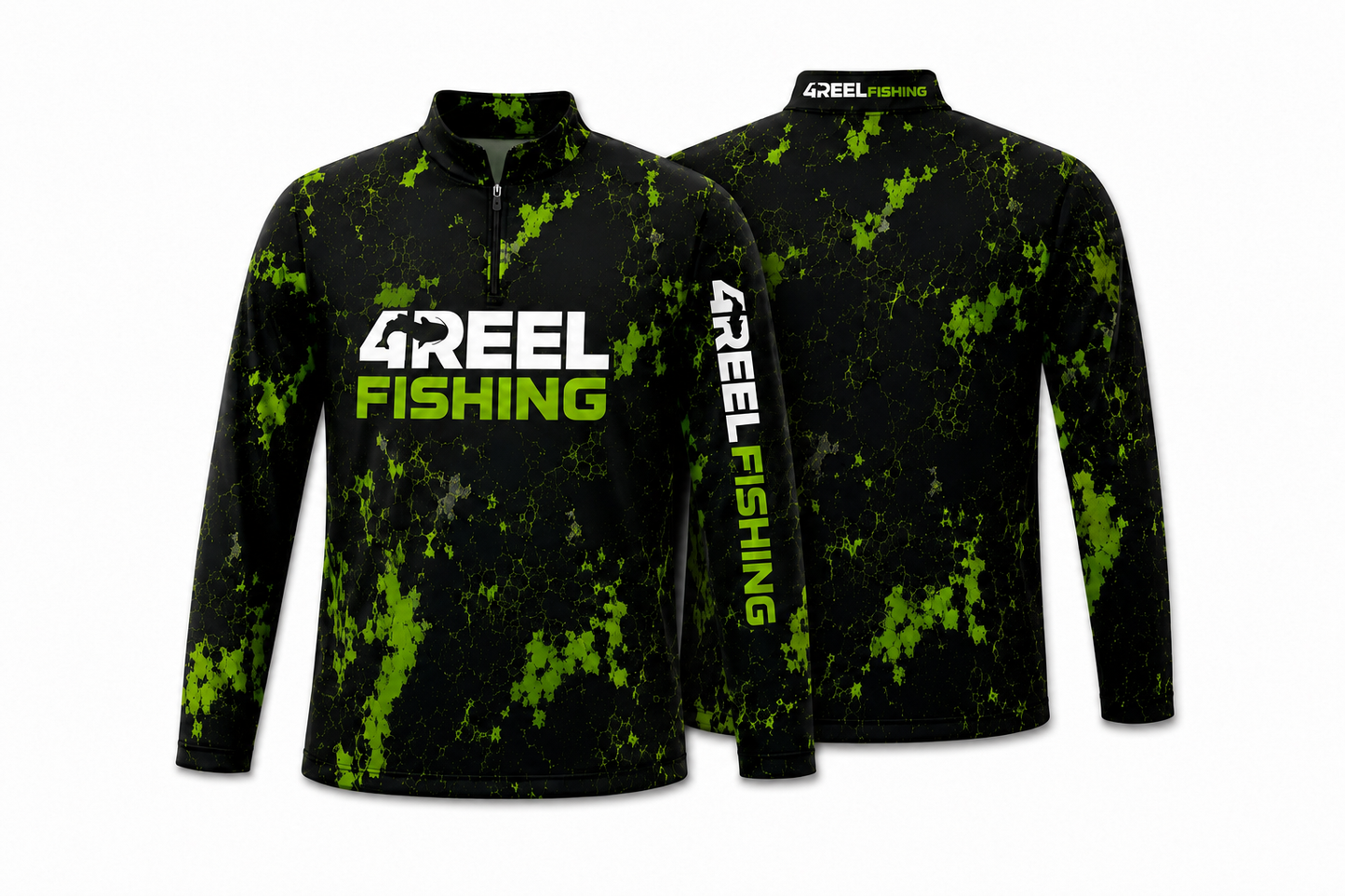 4REEL Quarter-Zip Jersey — Black/Hi-Vis Green