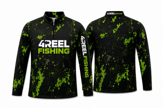 4REEL Quarter-Zip Jersey — Black/Hi-Vis Green