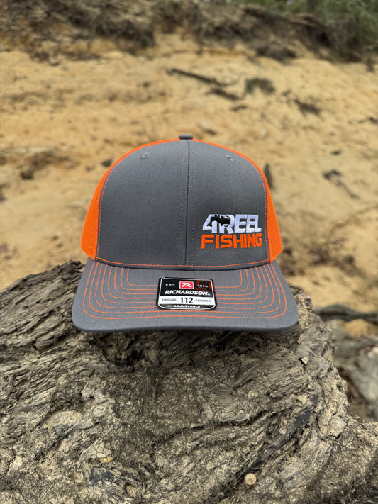 4REEL Charcoal & Neon Orange Mesh Snapback