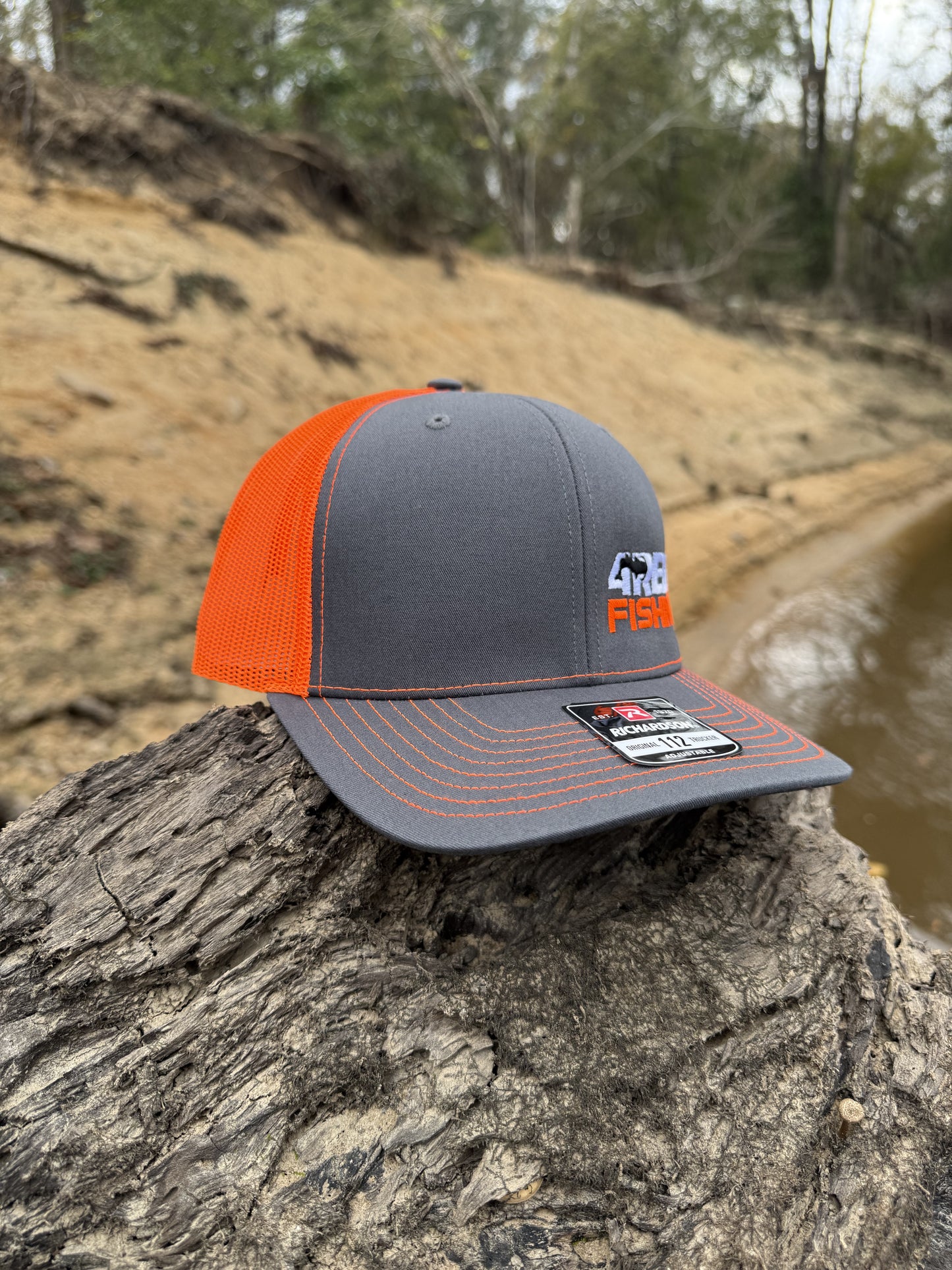 4REEL Charcoal & Neon Orange Mesh Snapback