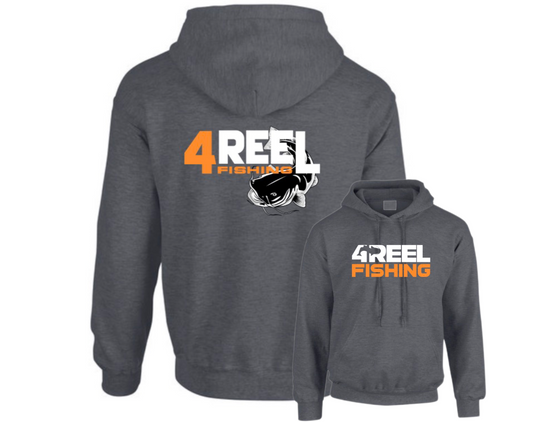 4REEL Dark Heather Grey Hoodie - Neon Orange
