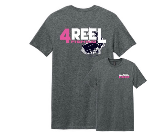 4REEL Dark Heather Grey T-Shirt - Neon Pink