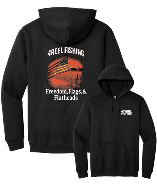 Freedom, Flags & Flatheads - Gildan Hoodie (Black)