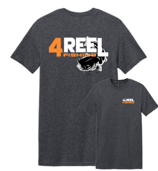 4REEL Dark Heather Grey T-Shirt - Neon Orange (YOUTH)