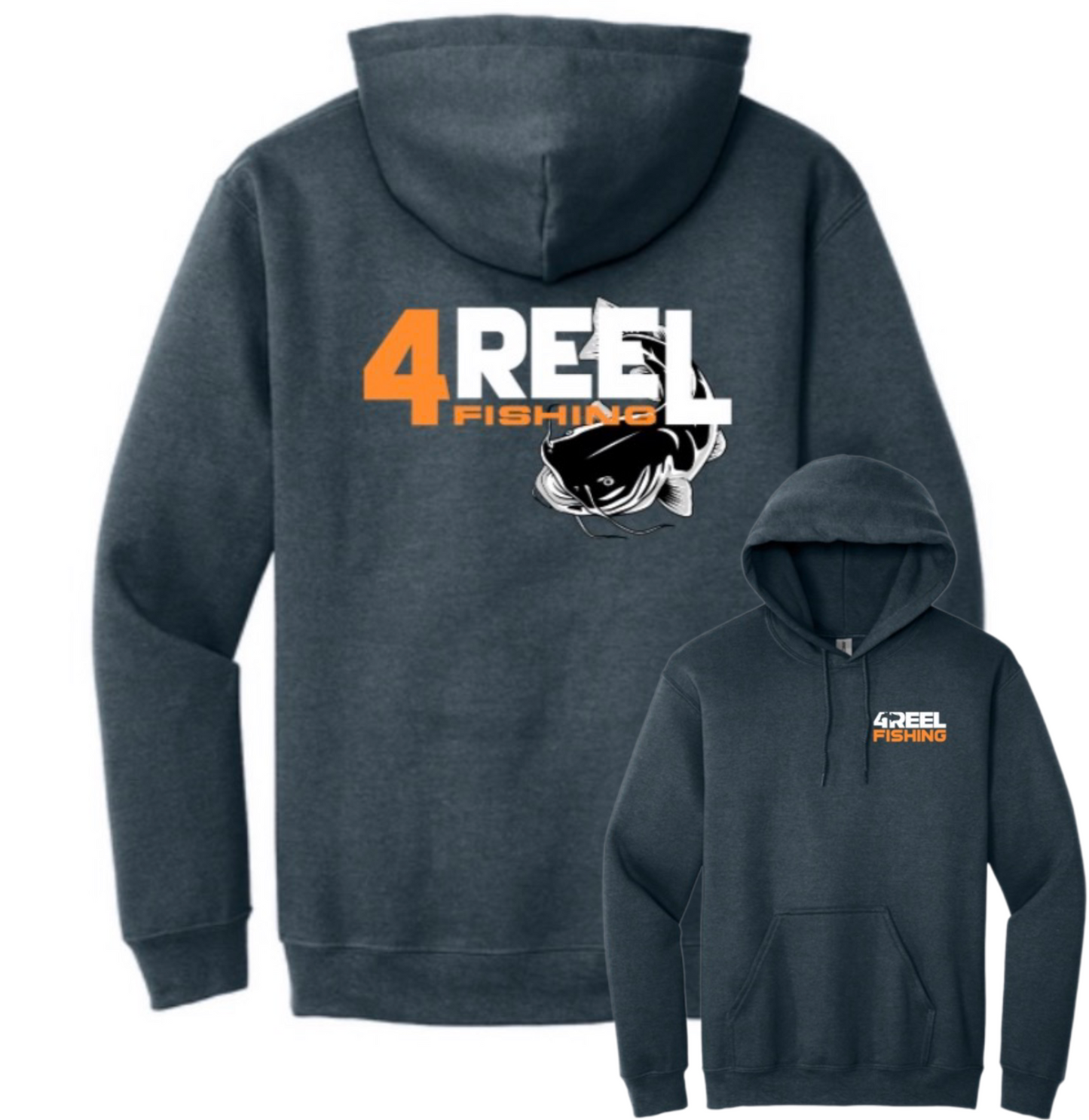 4REEL Dark Heather Grey Hoodie - Neon Orange
